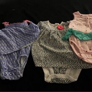 Baby Girls Mixed Pattern Onesie Set - Pink, Blue, Black